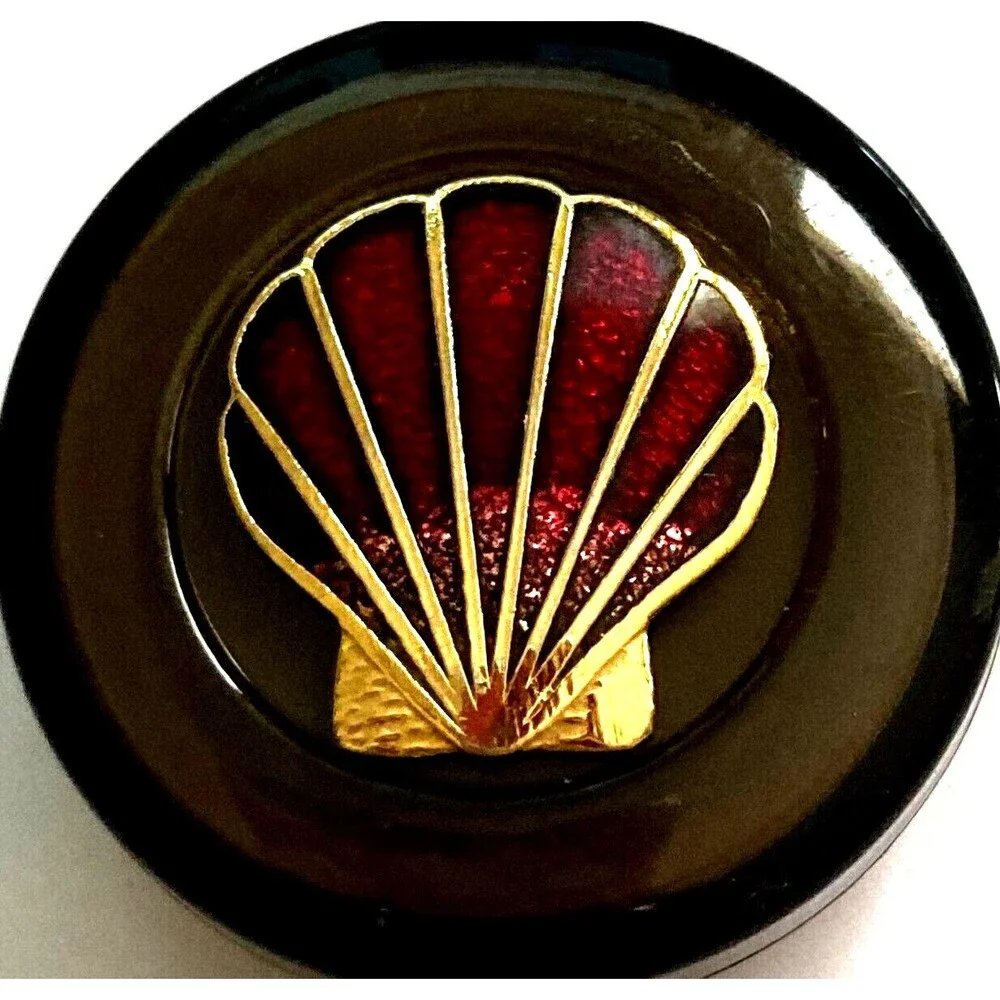 Vtg Sea Shell Cloisonne Charm ID Card Badge Holder Lanyard Retractable Reel